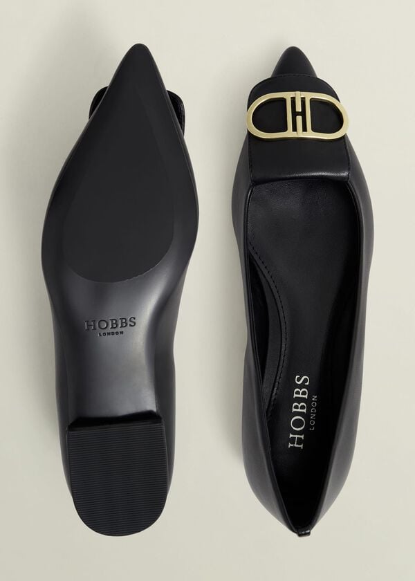 Hobbs Leah Leather Pointed Flats Black