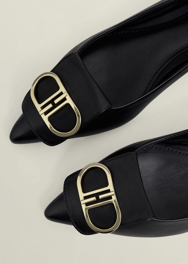 Hobbs Leah Leather Pointed Flats Black