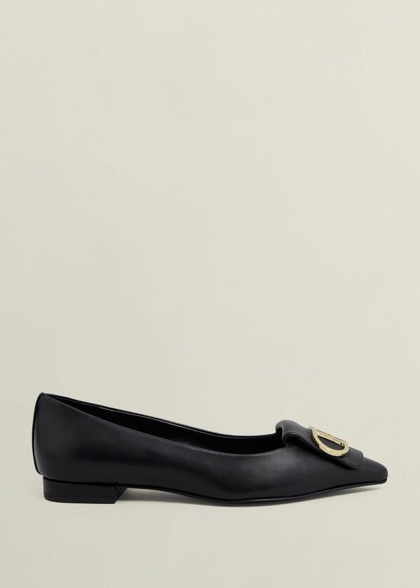 hobbs Leah Leather Pointed Flats Black