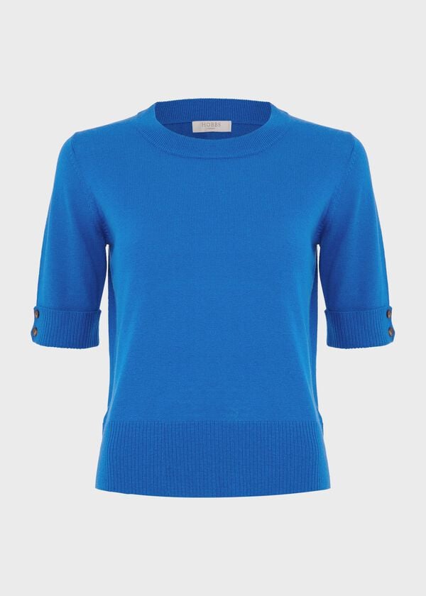 Hobbs Leanne Knitted Top With Wool Atlantic Blue