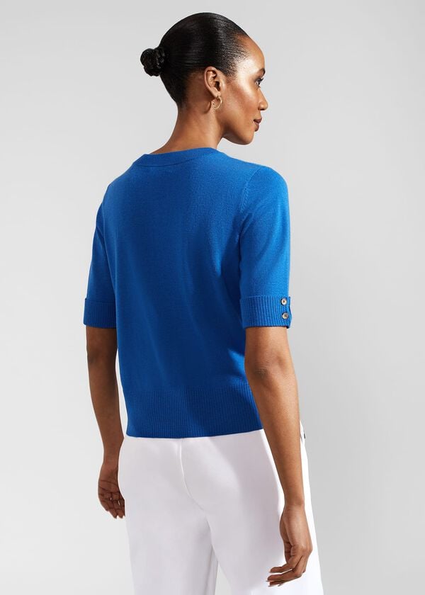 Hobbs Leanne Knitted Top With Wool Atlantic Blue
