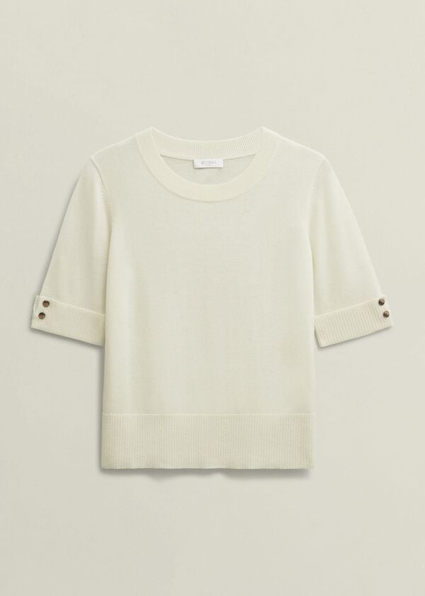 Hobbs Leanne Knitted Top With Wool Hobbs Ivory