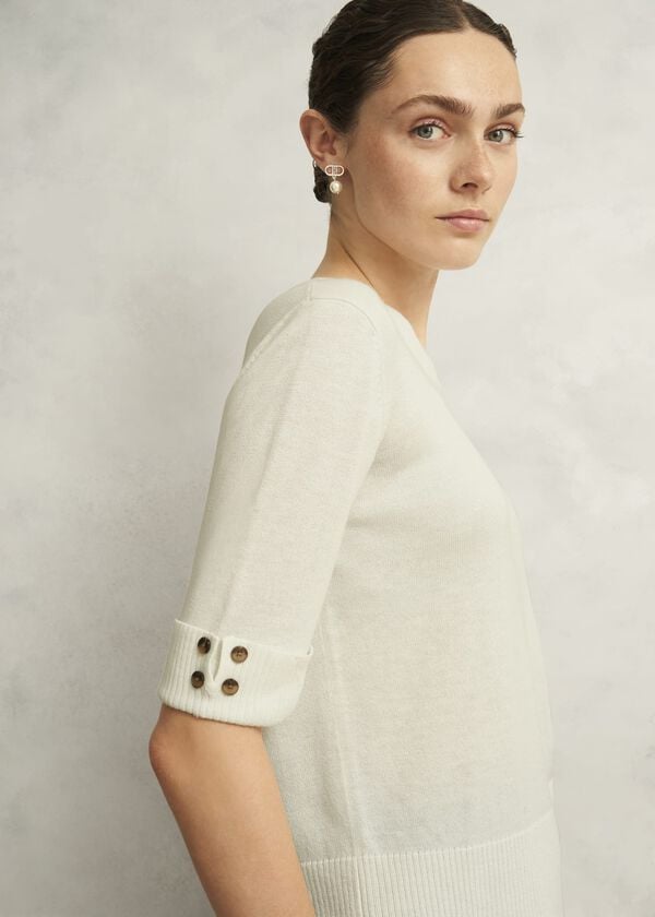Hobbs Leanne Knitted Top With Wool Hobbs Ivory