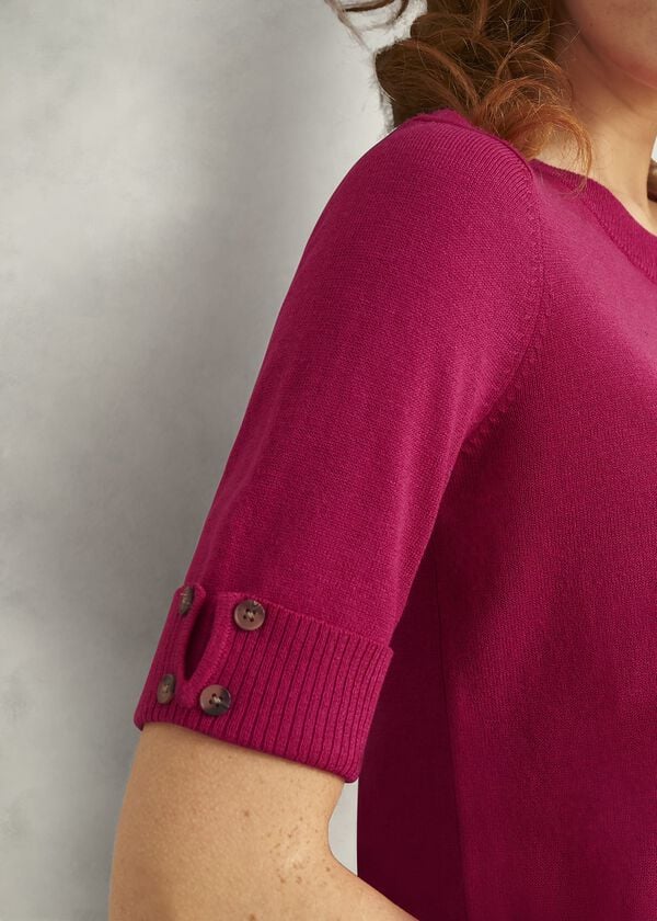 Hobbs Leanne Knitted Top With Wool Zinnia Pink
