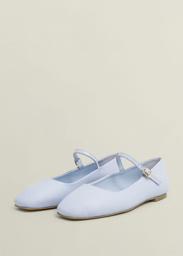 Hobbs Leather Chrissy Mary Janes Pale Blue