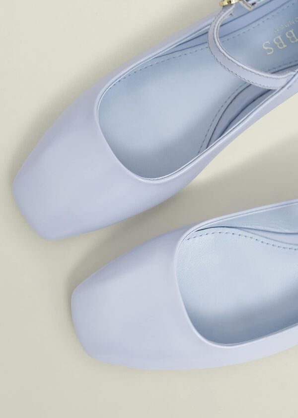 Hobbs Leather Chrissy Mary Janes Pale Blue