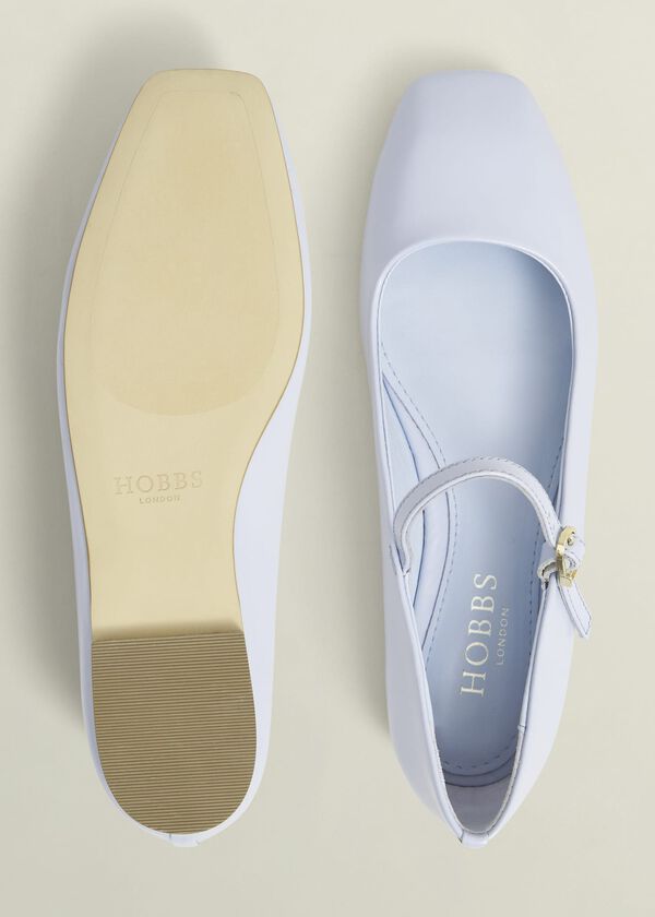 Hobbs Leather Chrissy Mary Janes Pale Blue