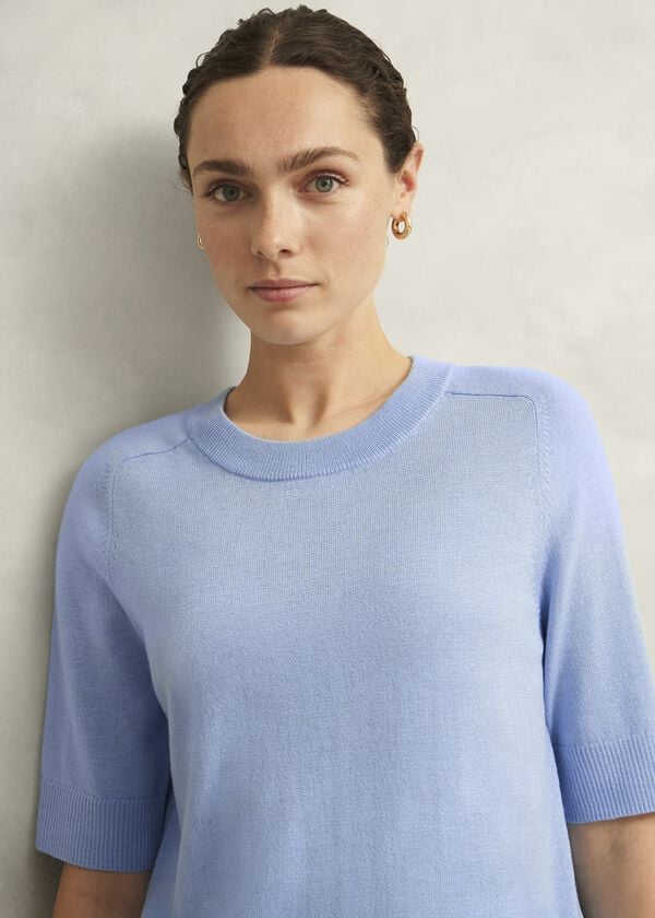 Hobbs Leena Knitted Top With Wool Maya Blue