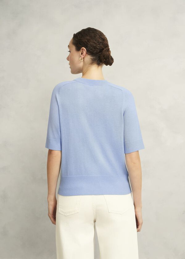 Hobbs Leena Knitted Top With Wool Maya Blue