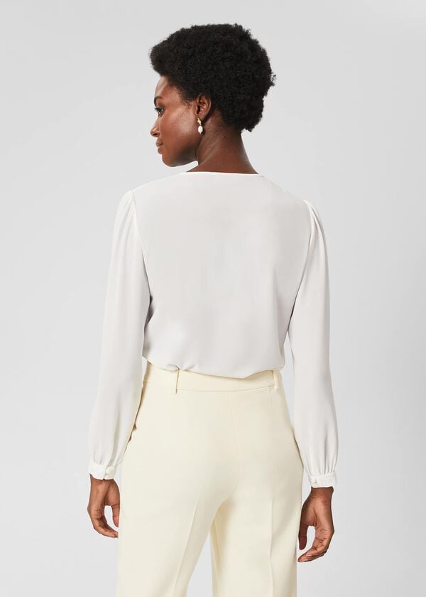 Hobbs Leena Lace Trim Blouse Ivory