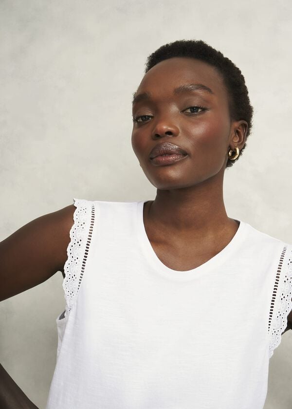 Hobbs Leia Cotton Broderie Top Hobbs White