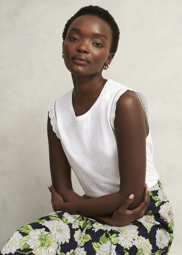 Hobbs Leia Cotton Broderie Top Hobbs White