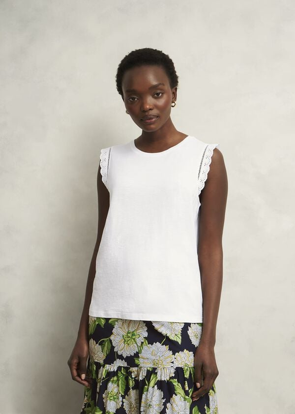 hobbs Leia Cotton Broderie Top Hobbs White