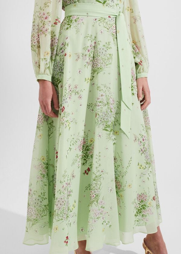 Hobbs Leia Silk Fit And Flare Dress Green Multi