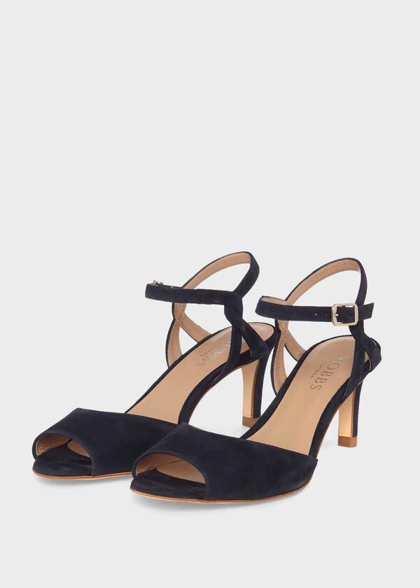 Hobbs Leia Suede Heeled Sandals Navy