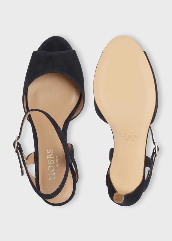 Hobbs Leia Suede Heeled Sandals Navy