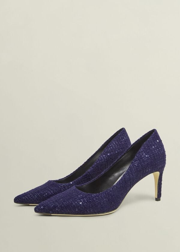 Hobbs Leila Tweed Court Shoes Midnight