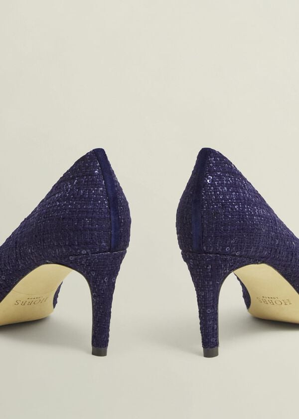 Hobbs Leila Tweed Court Shoes Midnight