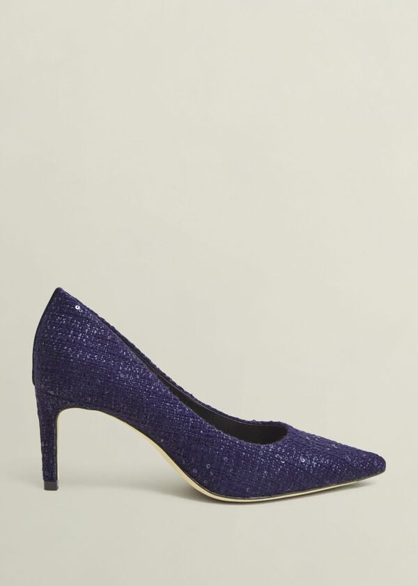 hobbs Leila Tweed Court Shoes Midnight