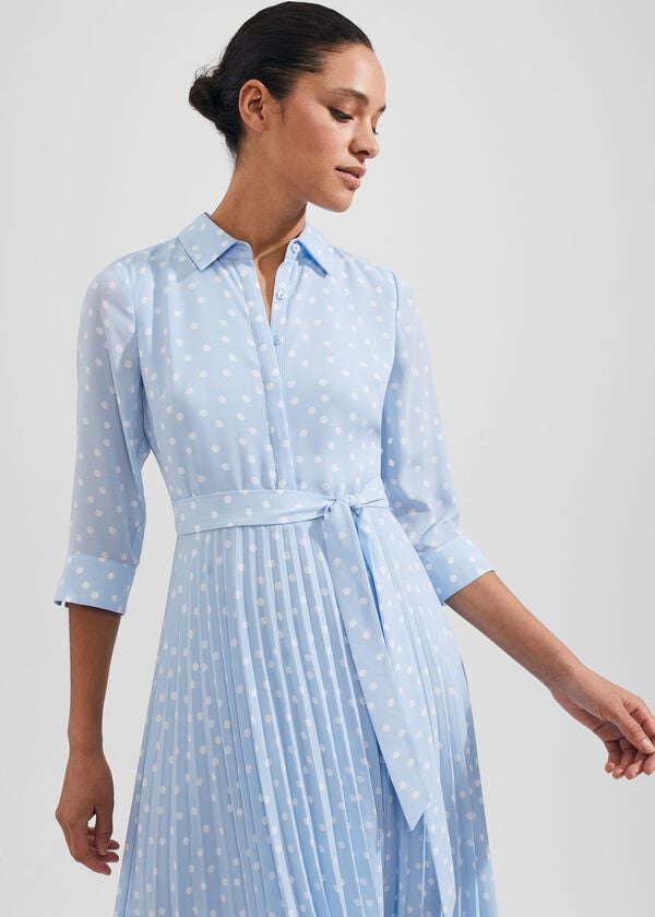 Hobbs Leona Dress Dusky Blue Ivry