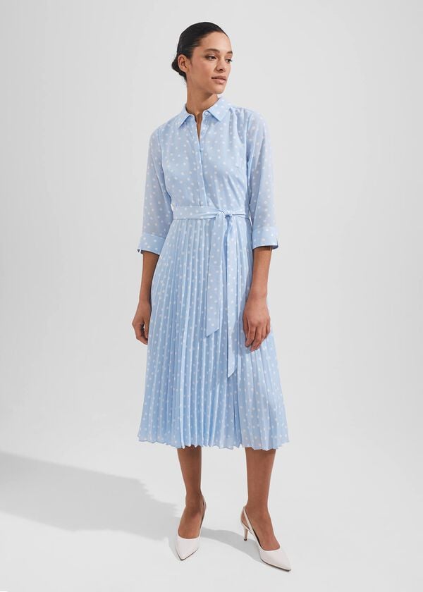 hobbs Leona Dress Dusky Blue Ivry