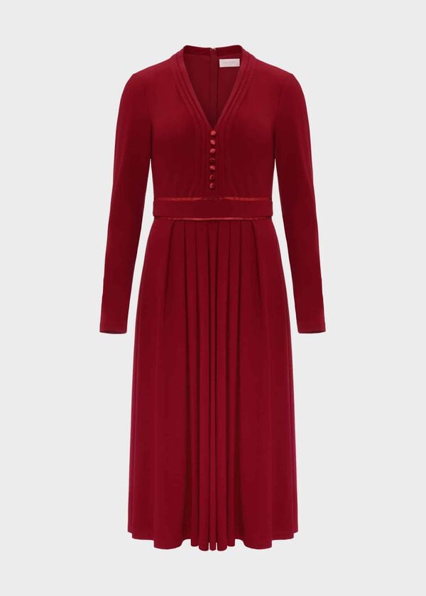 Hobbs Leslie Fit And Flare Dress Deep Red