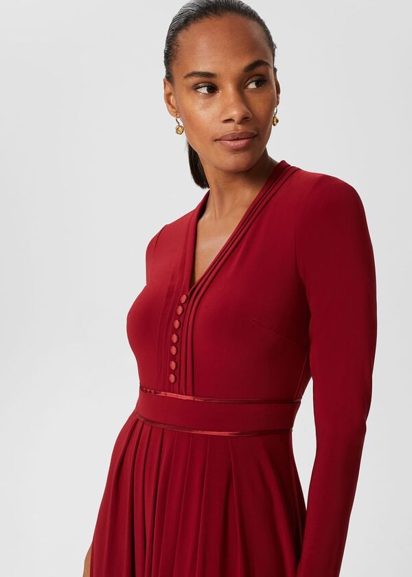 Hobbs Leslie Fit And Flare Dress Deep Red