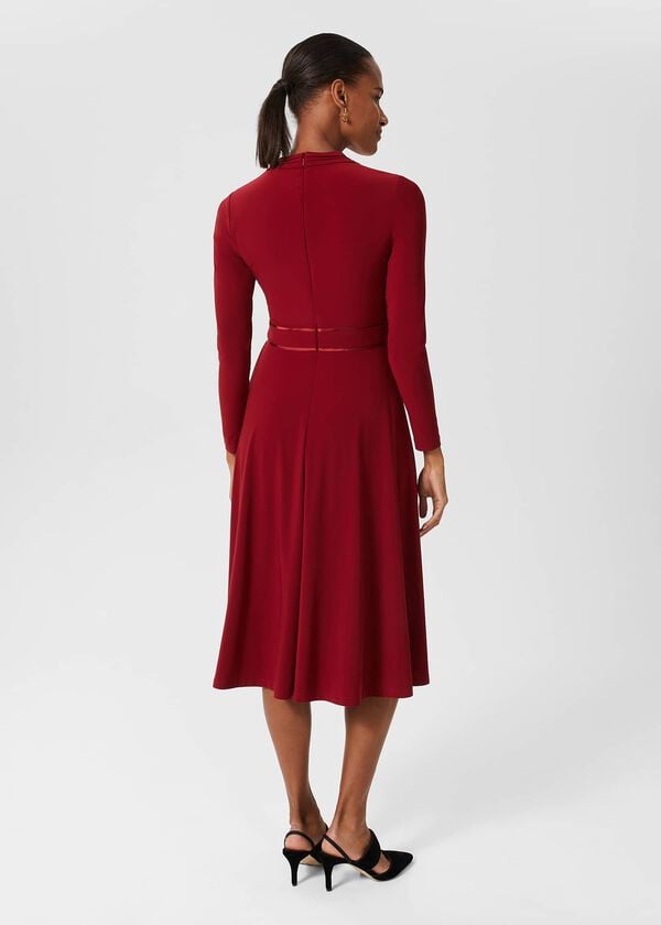 Hobbs Leslie Fit And Flare Dress Deep Red