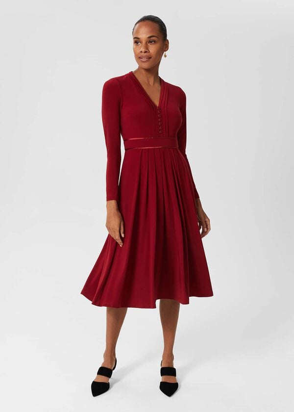 hobbs Leslie Fit And Flare Dress Deep Red