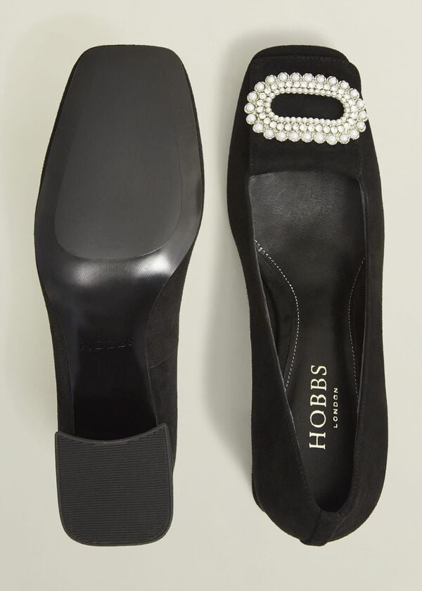 Hobbs Lexia Suede Jewelled Courts Black