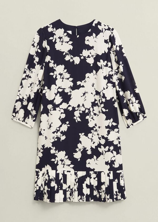 Hobbs Liana Floral Dress Midnight Ivory