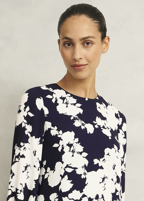 Hobbs Liana Floral Dress Midnight Ivory