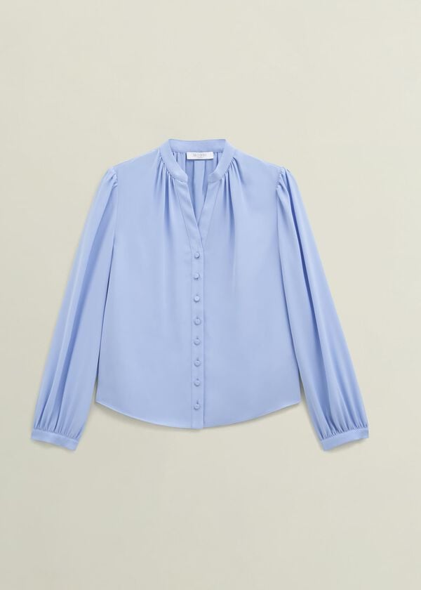 Hobbs Light Blue Peony Blouse Maya Blue
