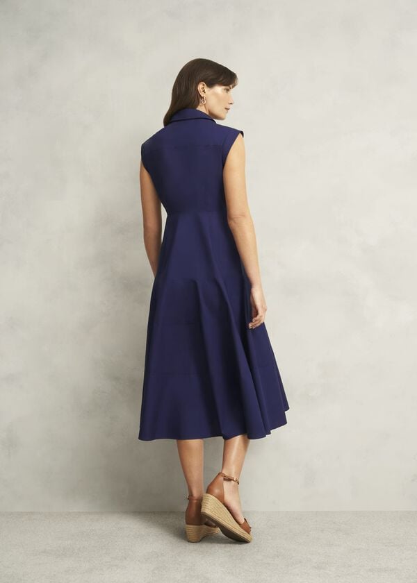 Hobbs Lilah Cotton Dress Rich Navy Blue