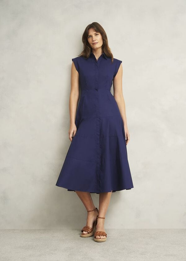 hobbs Lilah Cotton Dress Rich Navy Blue