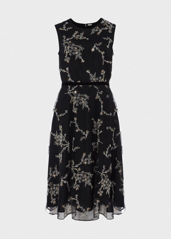 Hobbs Lilith Dress Black Metallic