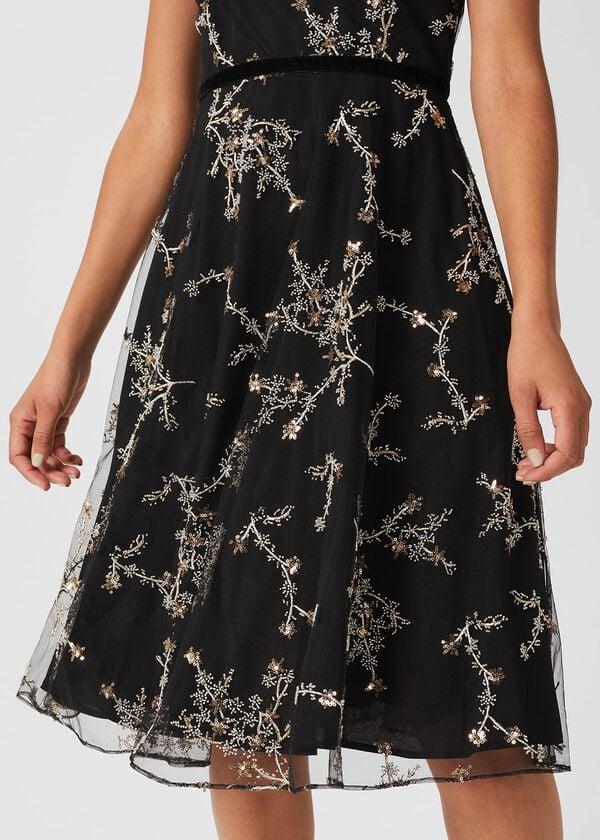 Hobbs Lilith Dress Black Metallic