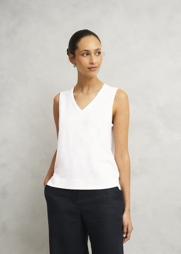 hobbs Lilla Cotton Slub Tank White