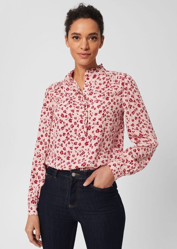 hobbs Lillian Blouse Pink Multi