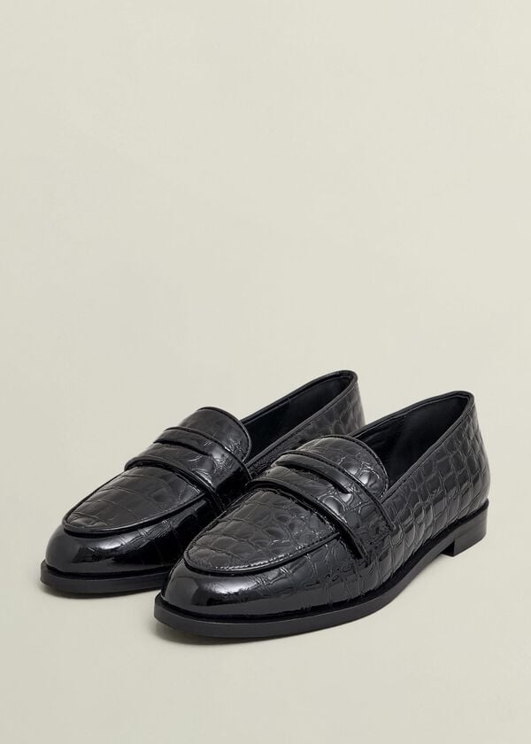 Hobbs Lillian Leather Loafers Black