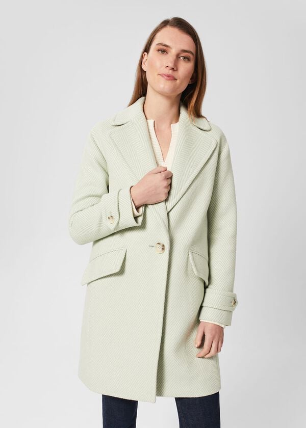 Hobbs Lillie Coat Green Ivory
