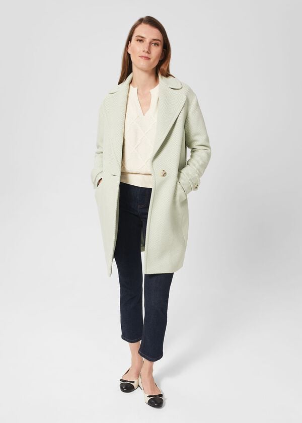 hobbs Lillie Coat Green Ivory
