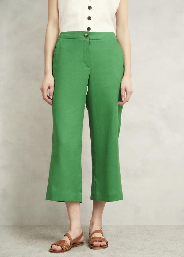 Hobbs Lillie Linen Trousers Green