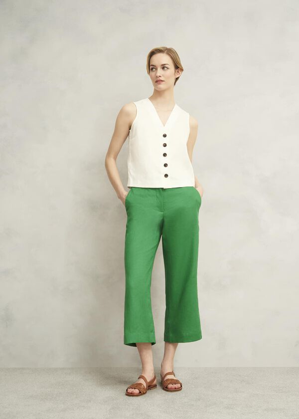 hobbs Lillie Linen Trousers Green