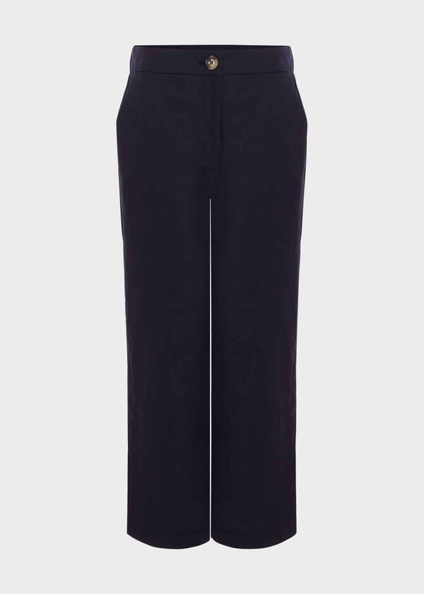 Hobbs Lillie Linen Trousers True Navy
