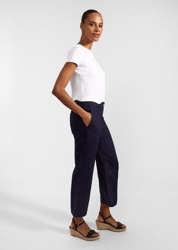 Hobbs Lillie Linen Trousers True Navy