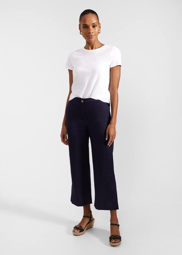 hobbs Lillie Linen Trousers True Navy