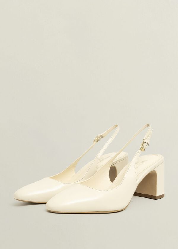 Hobbs Lily Leather Slingbacks Buttercream