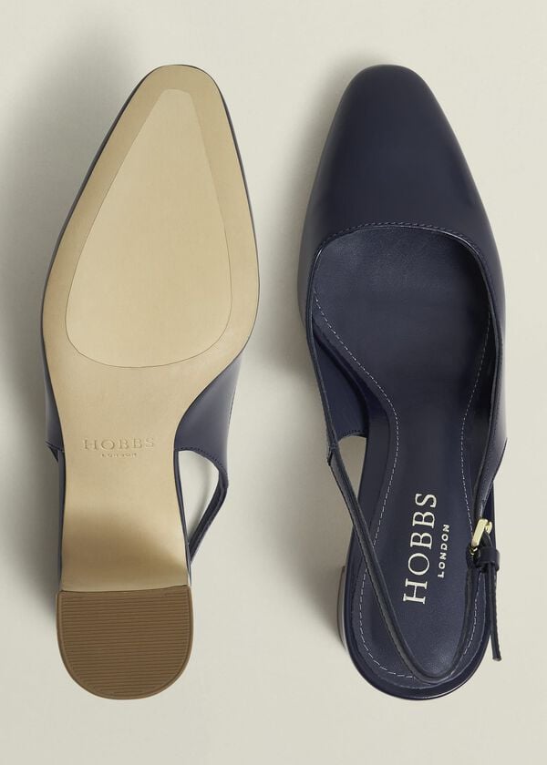 Hobbs Lily Leather Slingbacks Midnight Navy