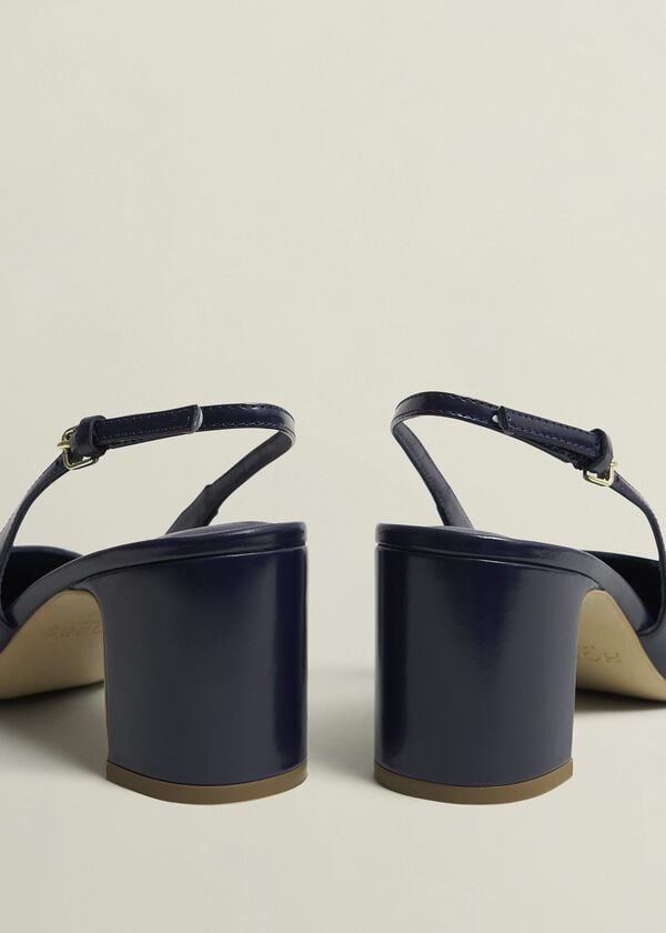 Hobbs Lily Leather Slingbacks Midnight Navy